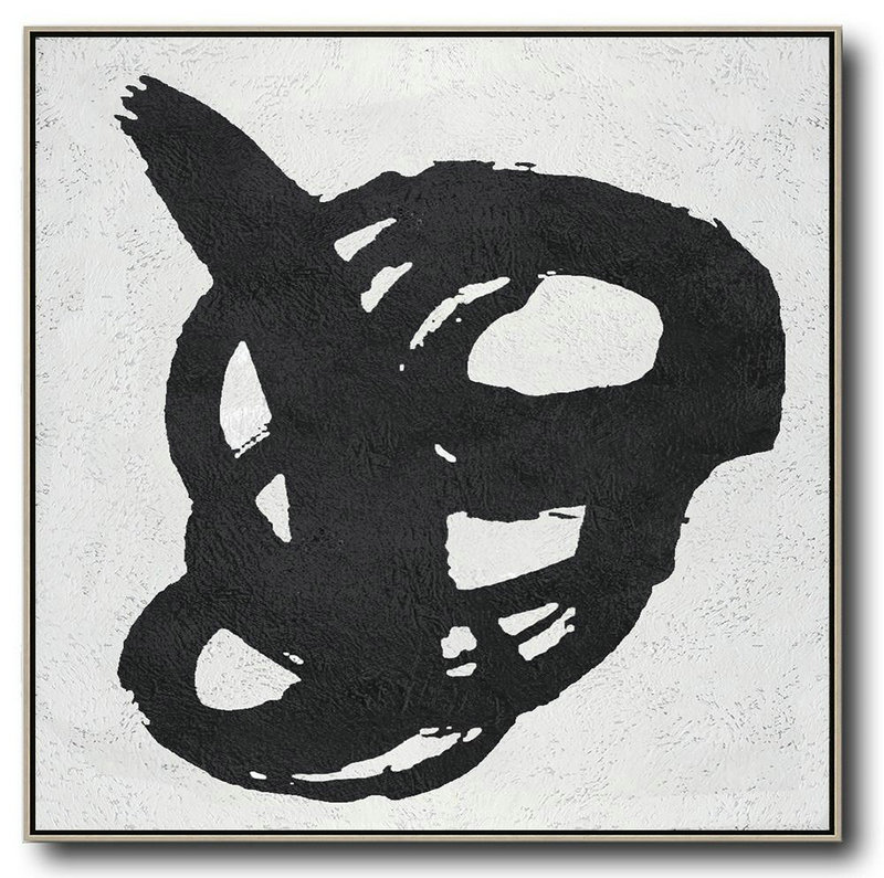 Handmade Large Contemporary Art,Oversized Minimal Black And White Painting - Family Wall Decor